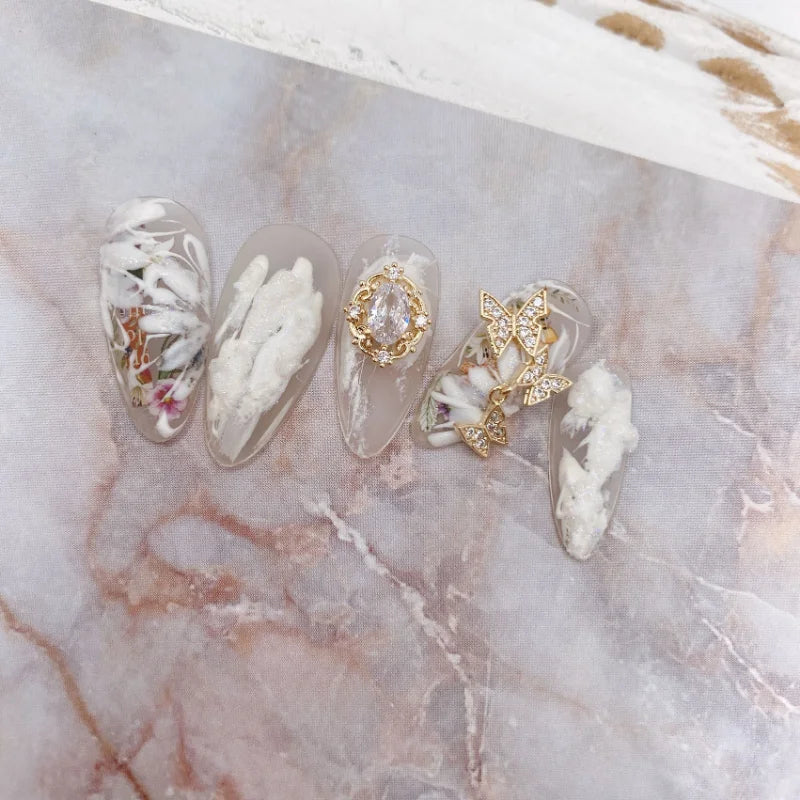 10Pcs Retro Nail Art Zircon Jewelry Charms Opal Shaped Sparkle Nail Rhinestones 3D Decals For Quality New Nail Art Accessories