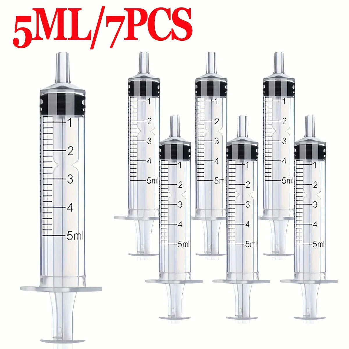 7Pcs 1ML/3ML/10ML/20ML/30ML/60ML Syringes with Clear Scale for Glue Dispensing Liquid Measuring Pet Feeding Ink Refilling