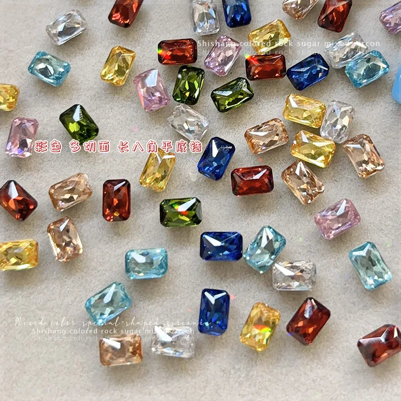 YYM 20PCS Shiny Diamond Nail Art Charms Colorful Flatback Glass Nail Rhinestone Mixing Size Color Sparkling Nail Gems Jewelry