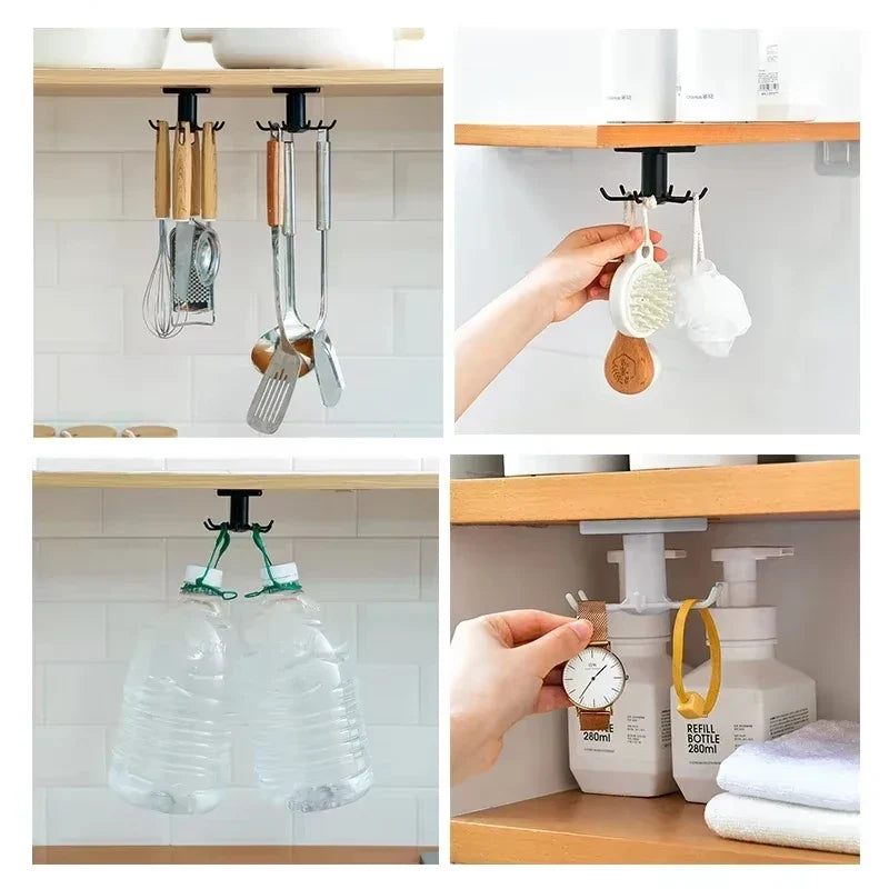 360 Degrees Rotated Kitchen Hook, 6-claw Rotating Hook, Wall Mounted, Kitchenware, Spoon Storage Rack, Clothes Ties Hanging Rack