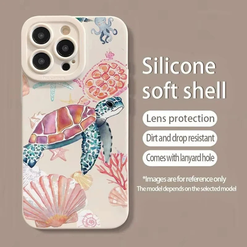 Colorful Painted Soft Silicone Phone Case For iPhone 11 12 13 14 15 16 Pro Max XS X XR 7 8 Plus 16E Shockproof TPU Cover