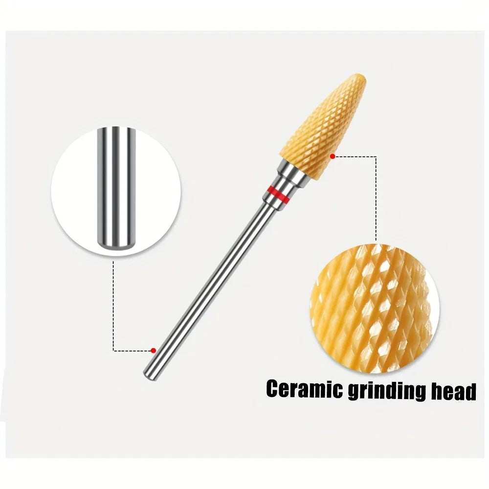 1 PC or 5 PCS Ceramic Nail Drill Bits, Suitable for Manicures, Pedicures, Gel Polishing, and Cuticle Care.