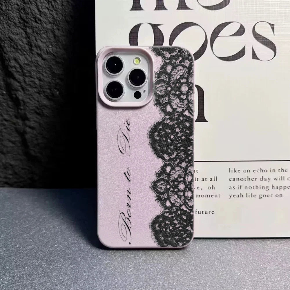 Shockproof Lace Phone Case for iPhone 17 16 15 14 13 12 11 Plus Pro Max Luxury Floral Print Phone Cover Funda Capa Coque