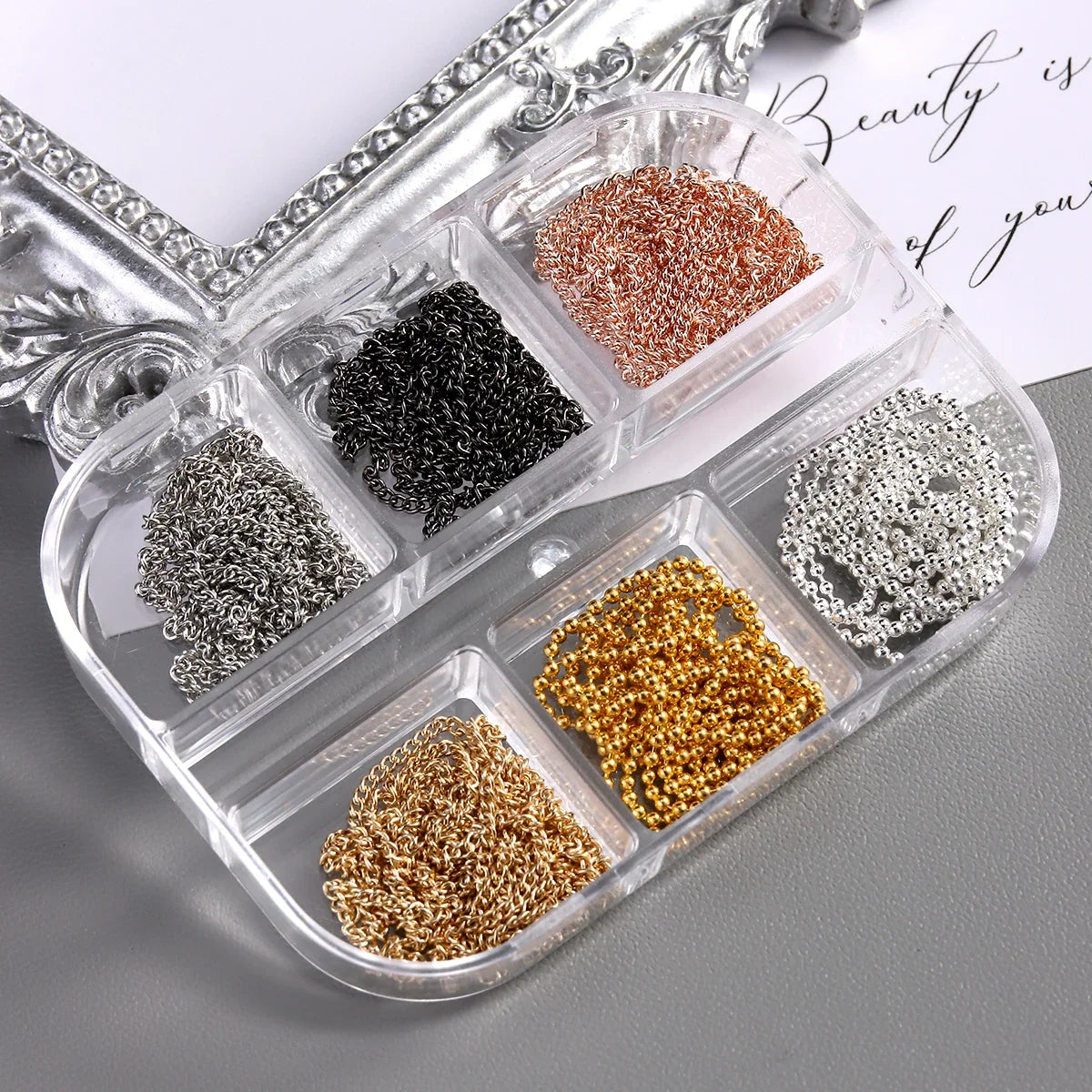 Metal Nail Art Chains,Gold Silver Nail Chain 3D Nail Decoration Charm Personality Nail Jewelry Nail Design Ornament for Manicure