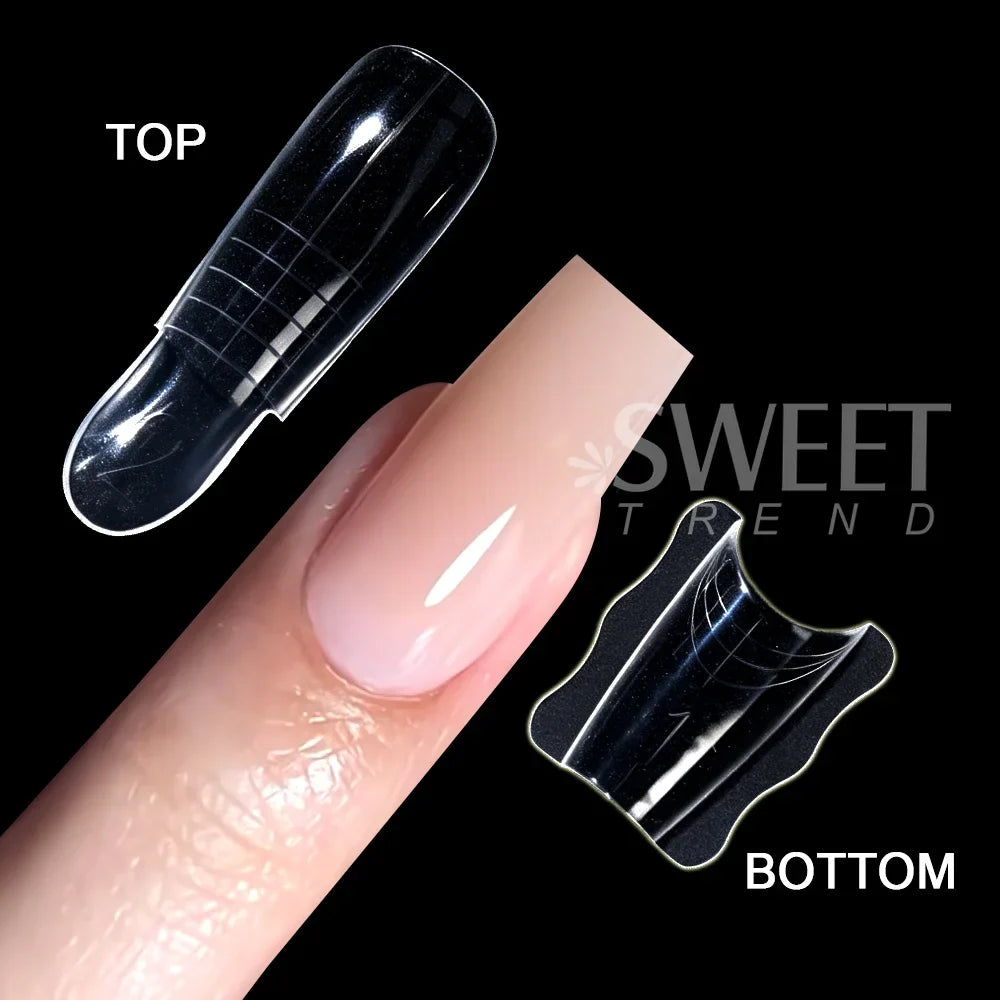 SWEET TREND-Sandwich Dual Nail Forms 15 Size 60pcs Oval Extension Dual Form Top/Bottom Nail Forms DIY Manicure Extensions Tool