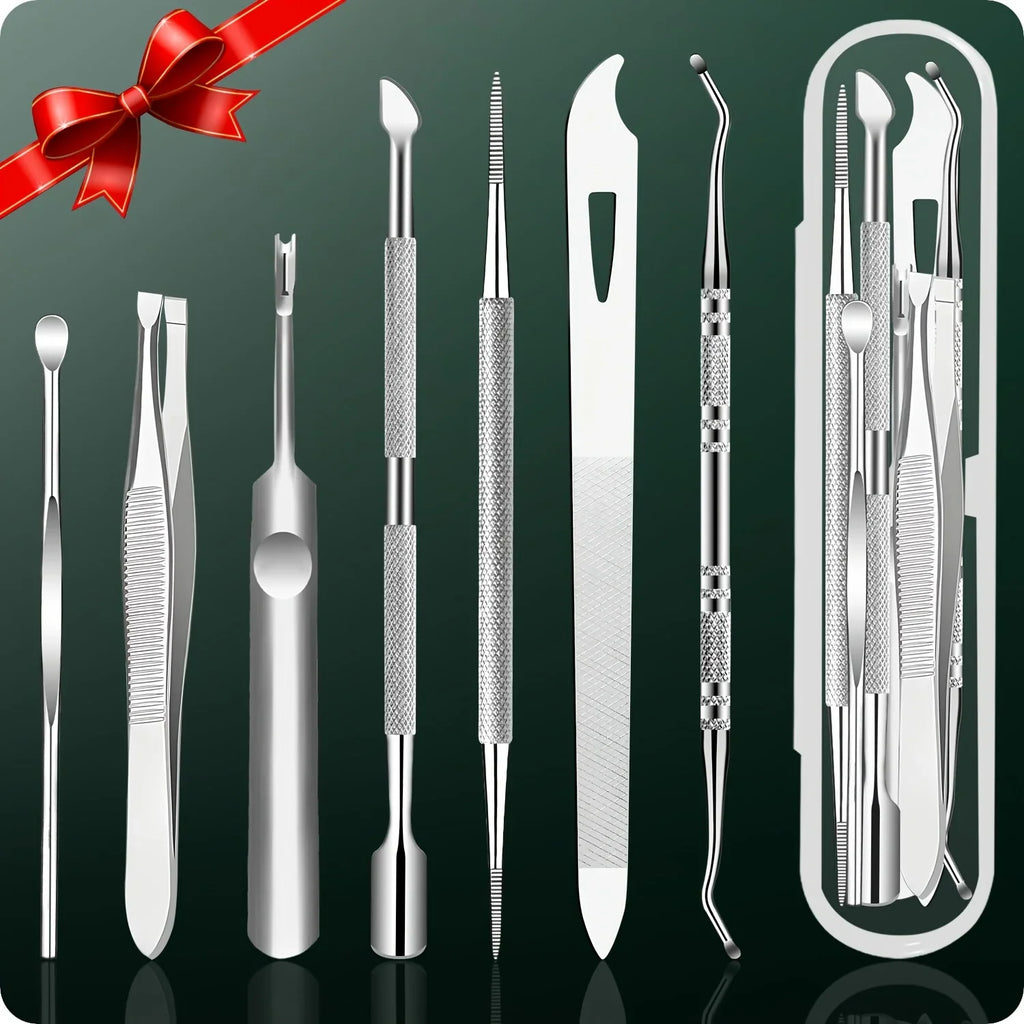 7pcs Stainless Steel Cuticle Remover Kit,Premium Ingrown Toenail Removal Tool Kit, Best Gift, Pedicure Tools, Manicure Nail Kits