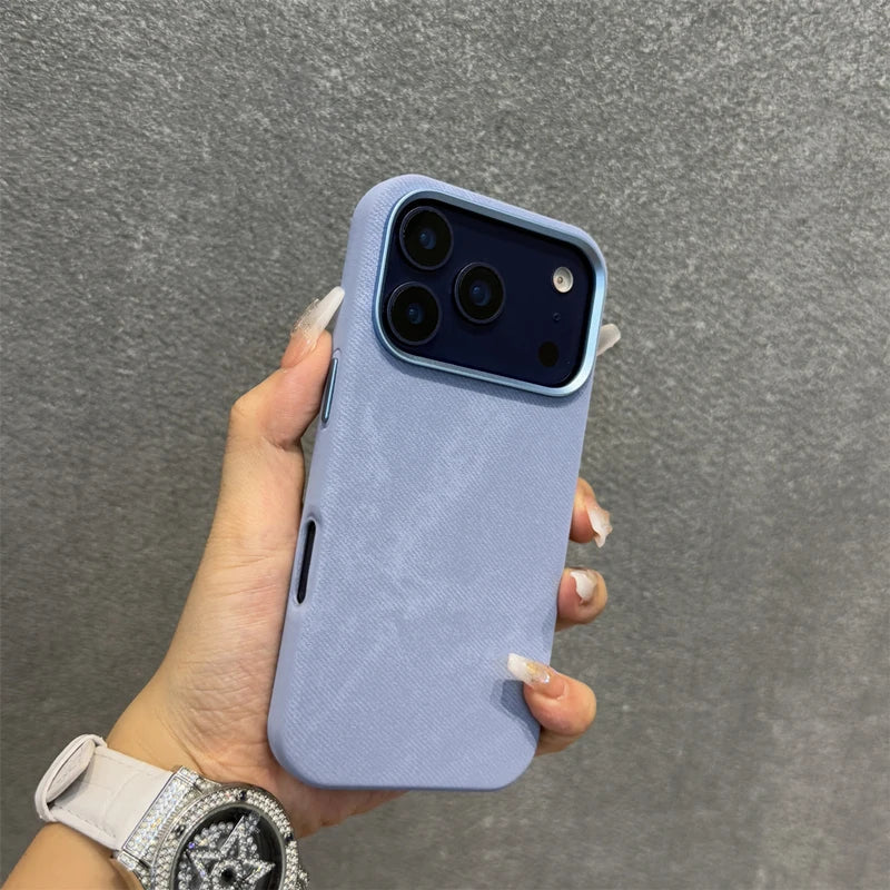 Magnetic Flannel Fabric for Magsafe Phone Case For iPhone 18Pro Max 17 16 15 Pro 13 14 Wireless Charging Alloy Lens Bumper Cover