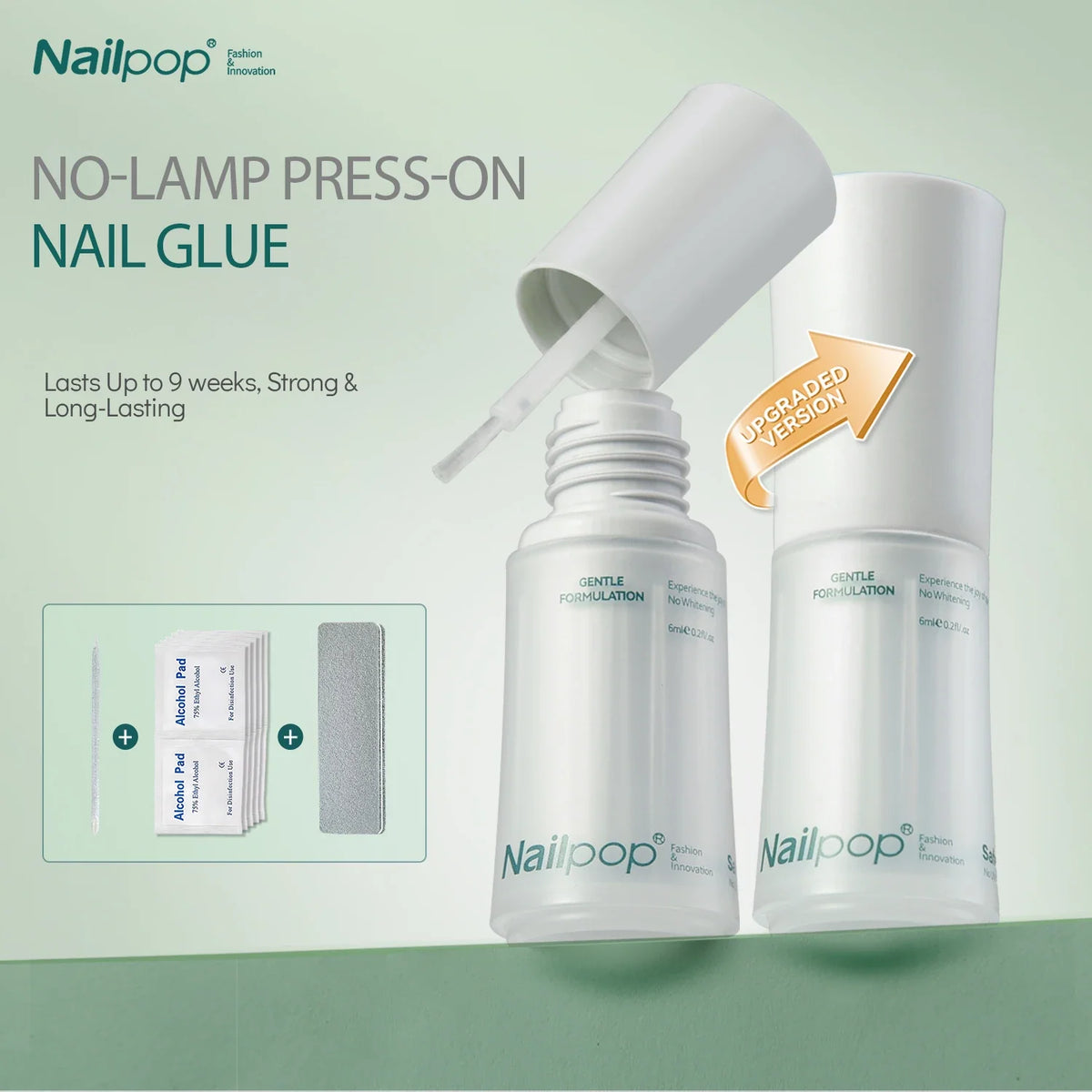 Nailpop SafeDry Eco Quick Dry Nail Glue 6/7ML Strong Hold Low Odor Clear False Nail Tips Adhesive Professional DIY Home 1/2pc