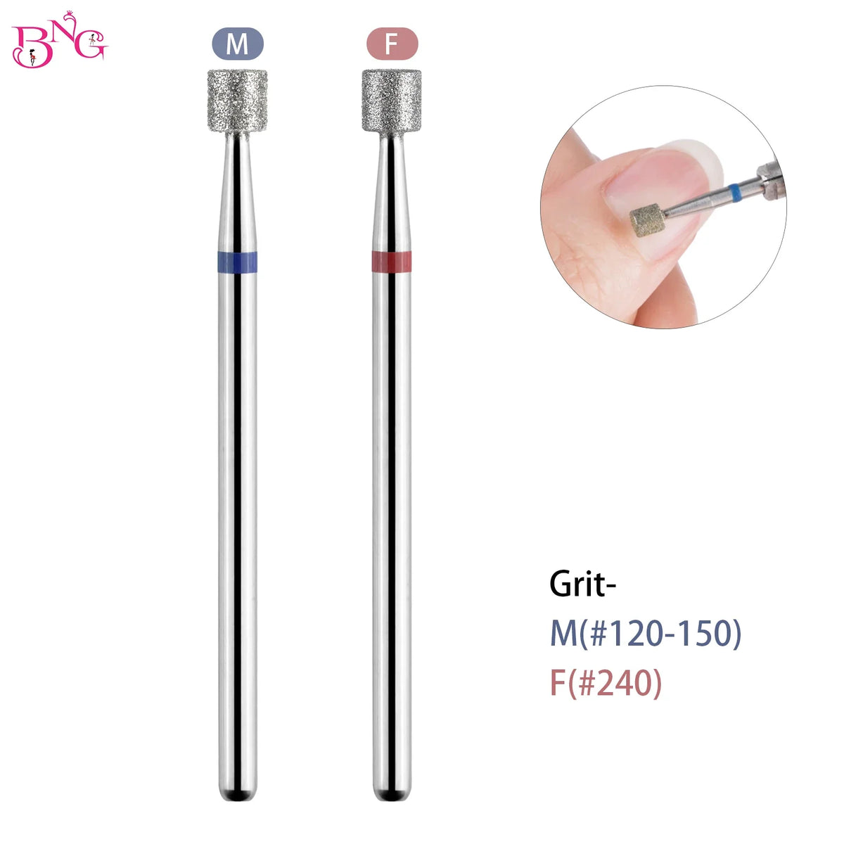 BNG Russian Diamond Manicure Cutters Barrel Nail Drill Bits 3/32" Rotary Burr Cuticle Burr Electric Drills Accessories Tools