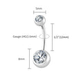 Right Grand ASTM F136 Titanium Bezel CZ Belly Button Ring Hypoallergenic 14G Curved Barbell Navel Piercing Body Jewelry