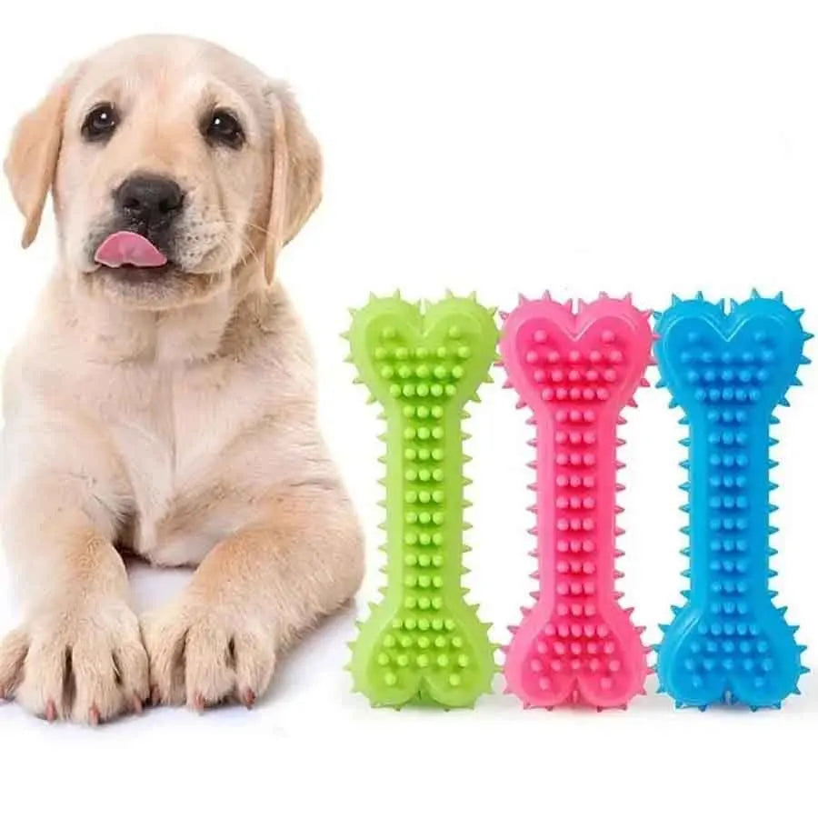 1/3pcs Pet Bone Shaped Dog Chew Toys Teeth Cleaning Chew Toys, Dog Rubber Toothbrush Stick Chew Toys For Training