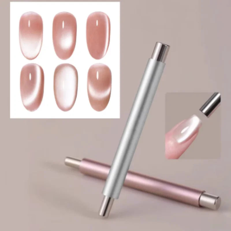 Nail Art Nail Magnetic Stick Cat Eye Magnetic Ball Aluminum Handle Cylindrical UV Gel Magnet Tools Double End Nail Design Tools