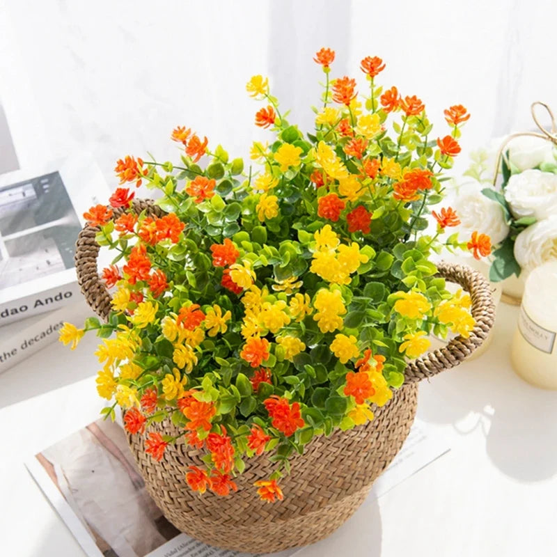 Artificial Plastic Flowers Fake Eucalyptus Plant Wedding Bridal Bouquet Christmas Decor Vase for Home Windowsill Bonsai Festival