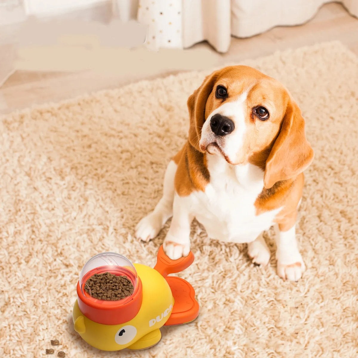 Little Yellow Duck Pet Treat Dispenser Interactive Food Leaking Toy for Cats Dogs Training Slow Feeder Auto Feeder Pet Supplies