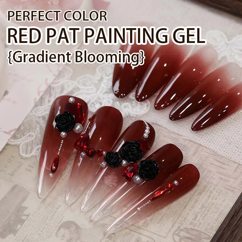PERFECT COLOR, Patting Gel Polish Red & Black Gel Polish 5g 4 Colors Ombre Gel Nail Polish, UV/LED Lamp Needed