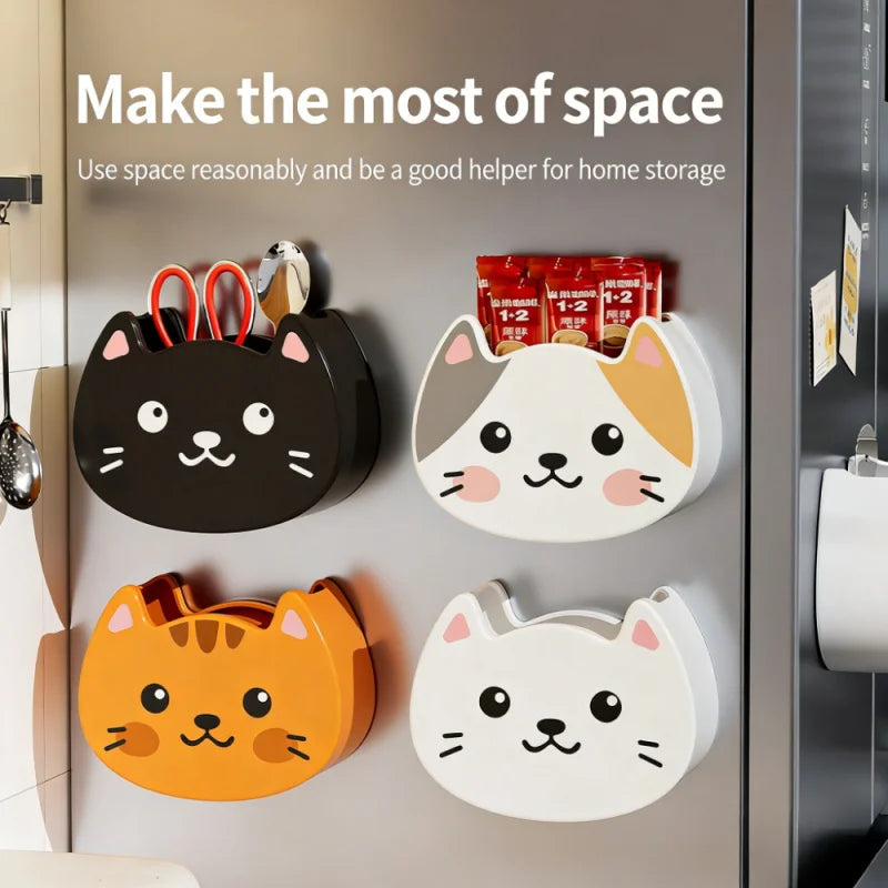 New Cute Cartoon Soft and Adorable Cat Magnet Storage Box