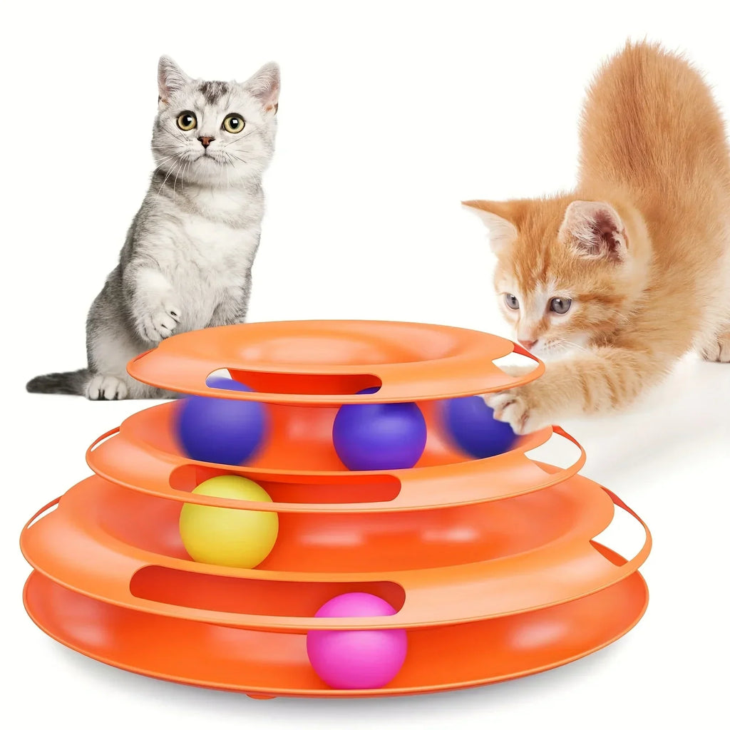 Cat Spinner, Cat Toys, Pet Supplies, Pet Toys, Cat-Entertaining Spinner, Three-Tier Cat Spinner Toy with Colorful Balls