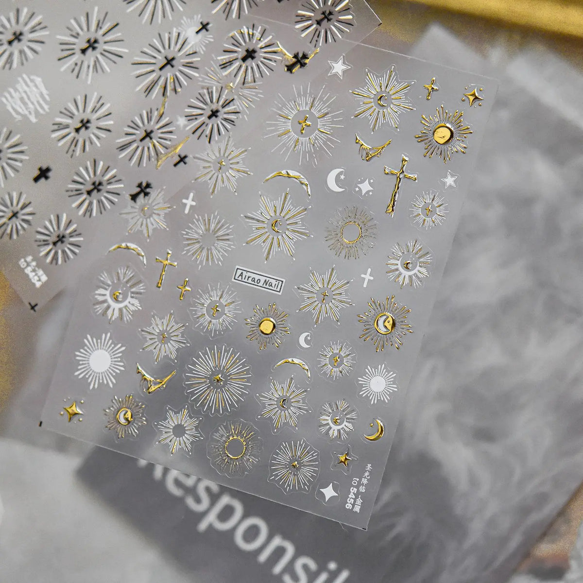 Gold-embossed Nail Stickers Luxury Retro Holy Light Faith Nails Art Stickers Gold Back Adhesive Nails Decorations Decals Parts