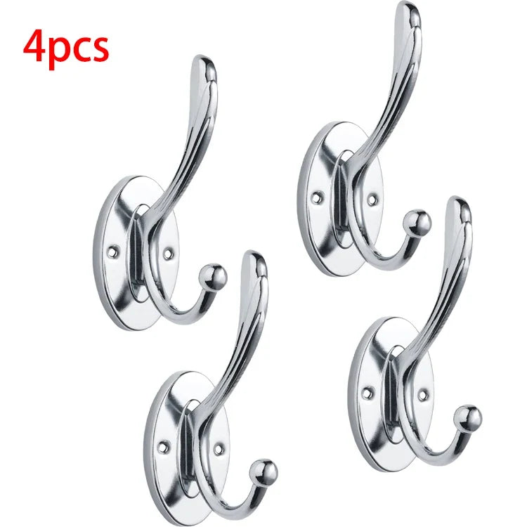 2/4pcs metal wall hooks, wall-mounted aluminum material hooks - Easy to install, adhesive type, suitable for clothes, hats.