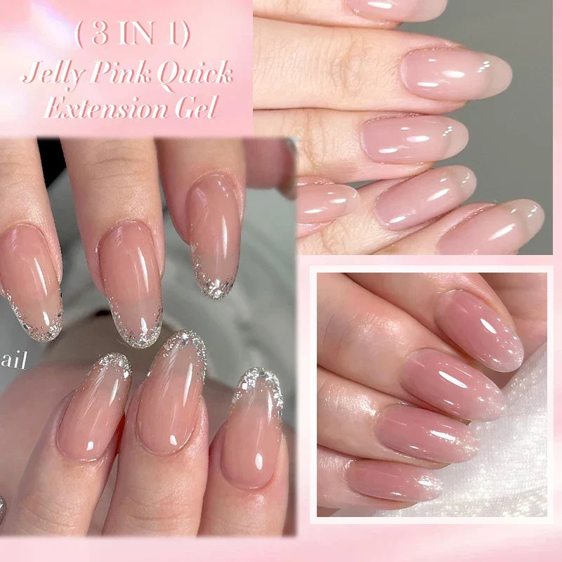 LILYCUTE 7ML Jelly Nude Pink Quick Extension Gel Nail Polish Transparent  Finger Prolong Long Lasting Construction Gel Varnish