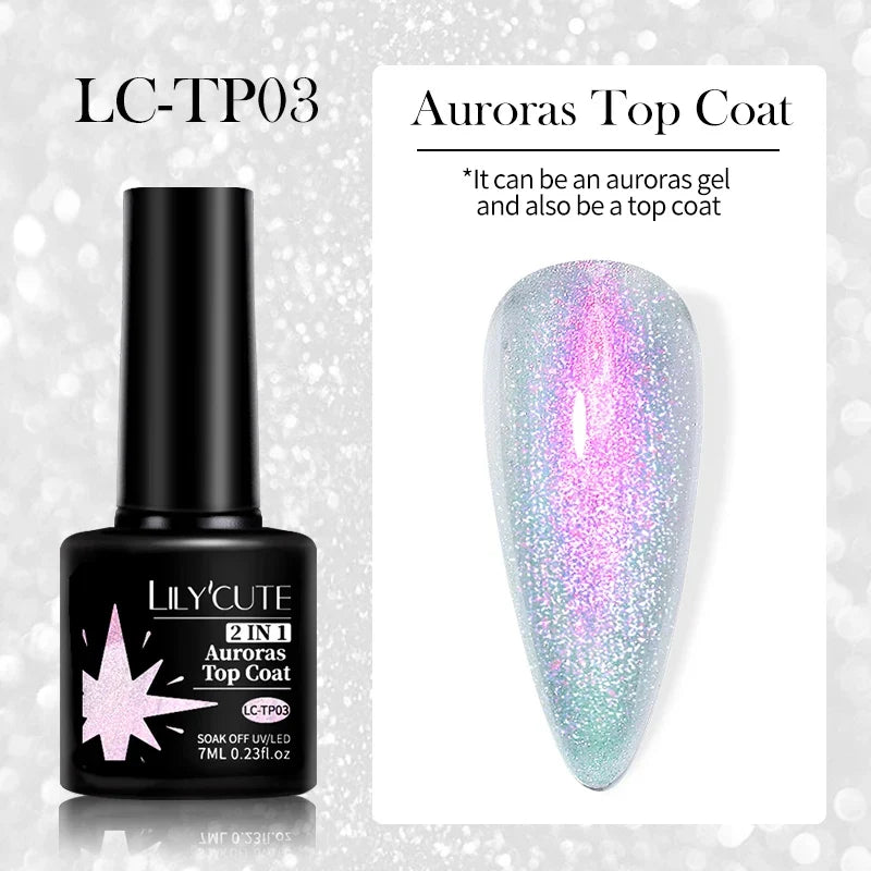 LILYCUTE 7ml Reflective Glitter Nail Gel Polish Effect Sparkling Soak Off Gel Semi Permanent For Manicure Nail Art UV Nail Gel