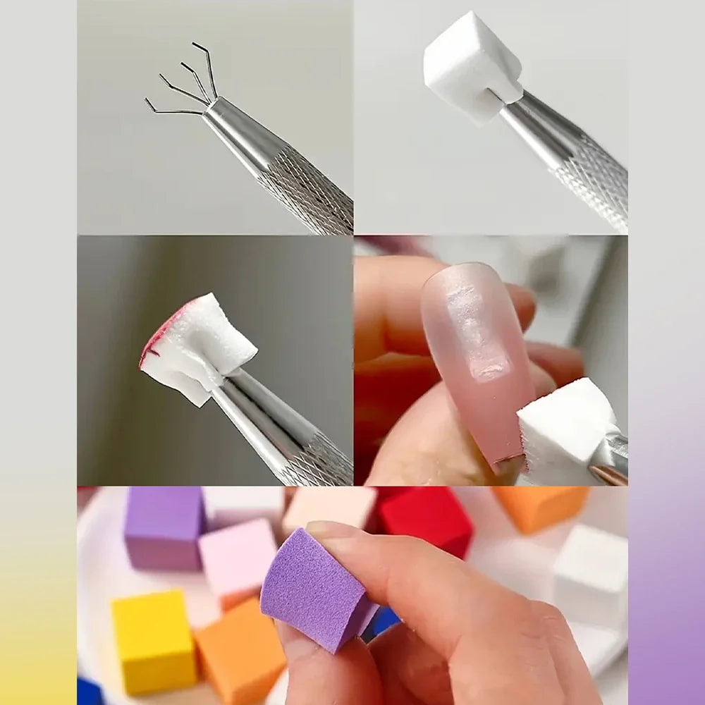50/300Pcs Nail Sponge Sponge Nail Art Tool with Grab Pen and Sponge Grab Clip Set Nail Gradient Color Nail Tool Accessories