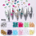12 Grids Heart Shape Nail Art Charms Transparent Love Heart Resin Jewelry Pearl Half Bead Valentine's Decor Manicure Rhinestone