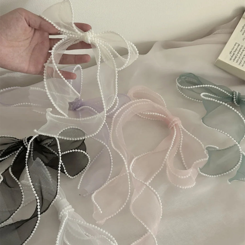 1PC Pearl-edged Fishtail Wavy Ribbon Cake Bouquet Decorative Ribbon Fairy Breath Fluttering