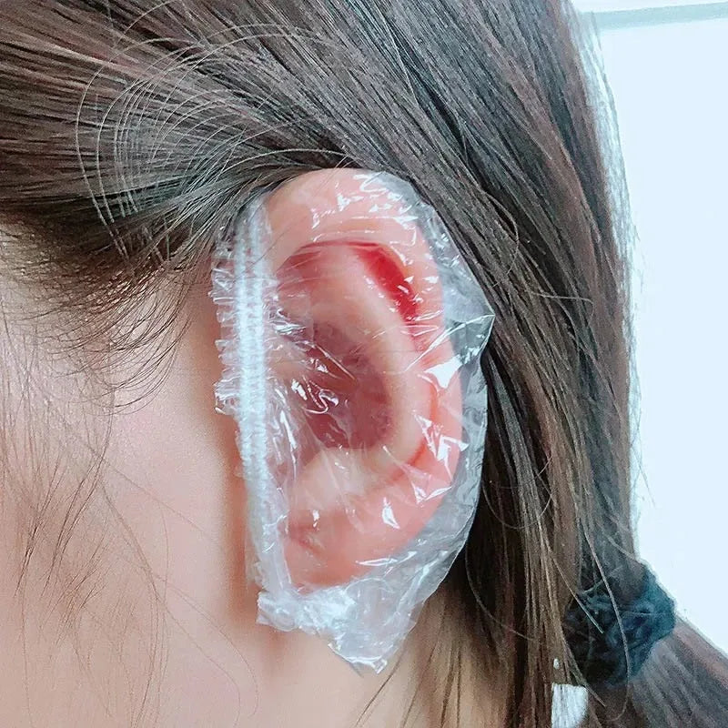 100Pcs Disposable Waterproof Hair Dye Earmuffs Ear Covers for Baking Oil Wash Shower Barber Hairdressing Cleaning Accessories