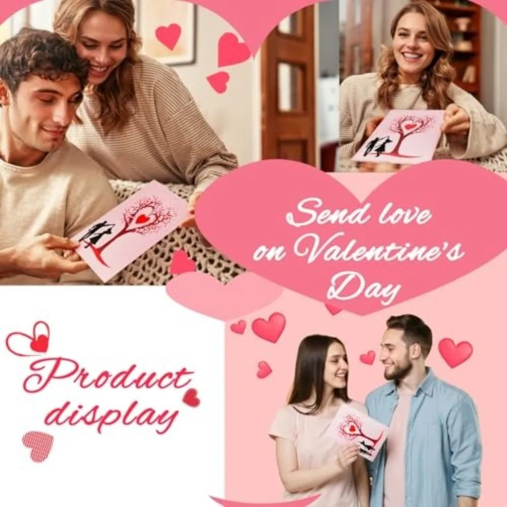 Romantic Theme Anniversary Card Pop-Up Mechanism 3D Heart Tree Couple Card Heart Tree Design 3D Love Tree Card Valentines Day
