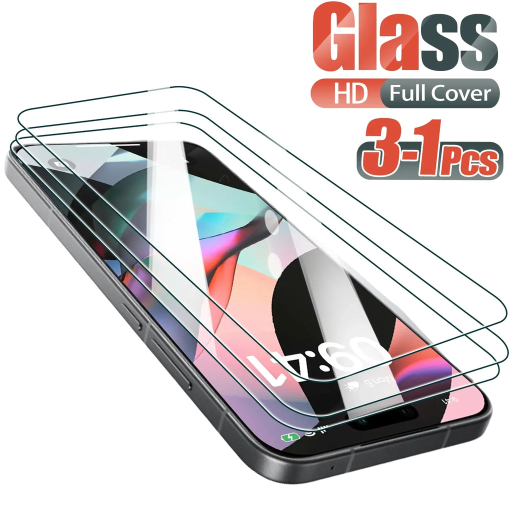 3-1pcs Tempered Glass for iPhone 16 Plus 15 14 11 Pro Max 13 12 Mini HD Screen Protector For iPhone 16E SE4 Glass