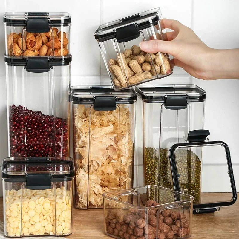 460/700/1300/1800 ML Food Storage Container Set, Transparent Airtight Sealed Canisters, Kitchen Storage Box Food Canister Tanks