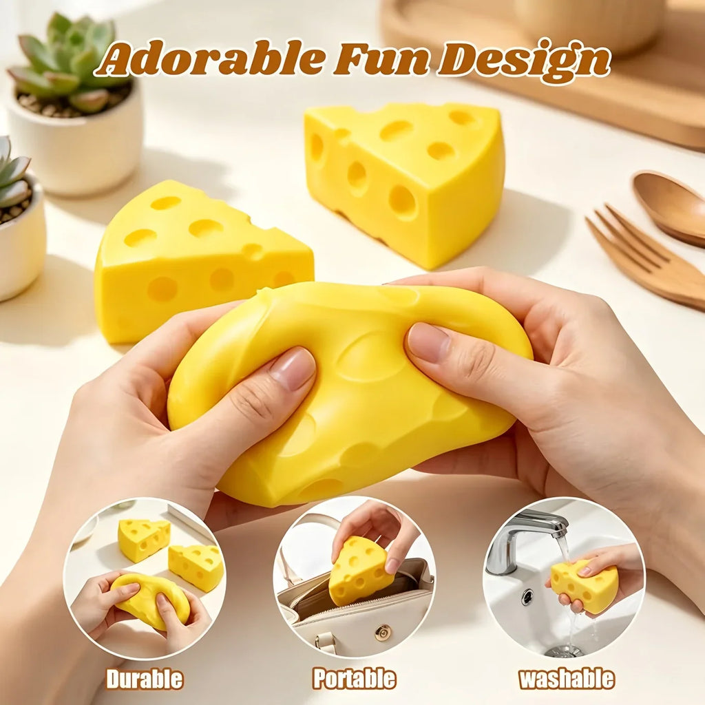 Stress Relief Cheese Squishy Toy Elastic Squeeze Toy Slow Rebound Anxiety Relief Anti-stress Funny Toy Decompression For Adults