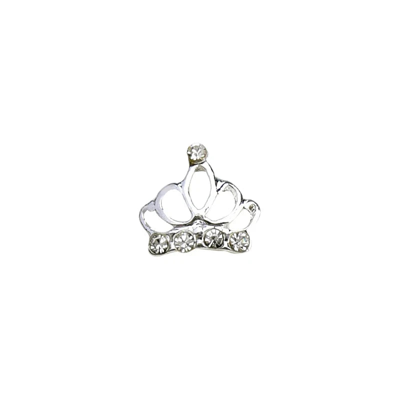 10pcs New Crown Alloy Zircon Nail Art Charms Silver Shinny Crystals Jewelry Hot Sale Nails Decoration 3D Manicure Accessories %2