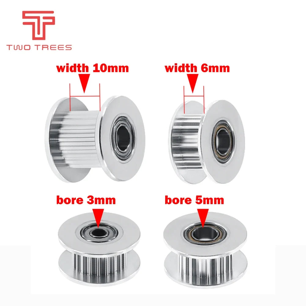 GT2 Type Passive Synchronous Wheel 16/20 Tooth Teeth Aluminum Timing Drive Pulley for 3D Printer Gear Idler Pulley Wide 6mm/10mm
